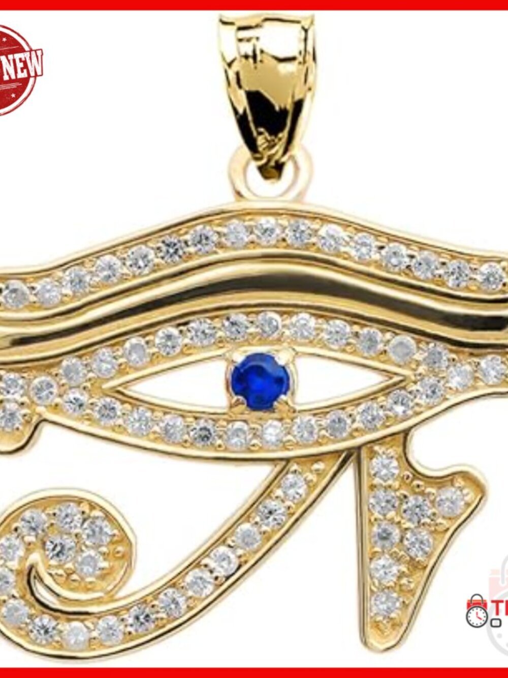 10k Yellow Gold Cubic Zirconia Egyptian Eye of Horus Pendant